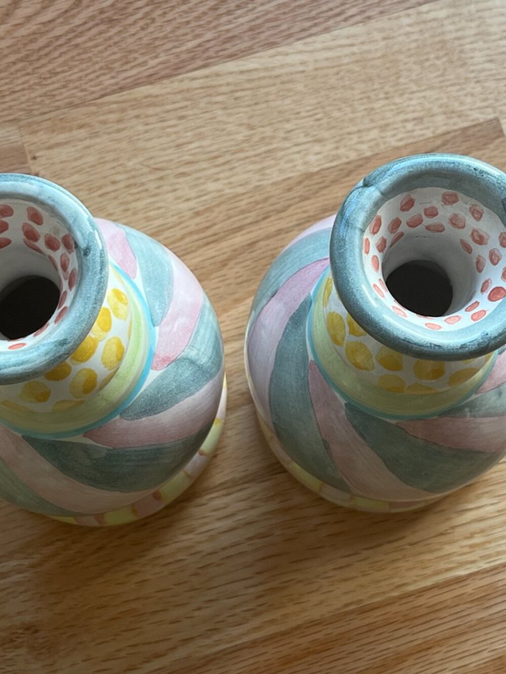 MacKenzie-Childs Cayuga Candlesticks/Vase Pair Taylor Ceramics Retired - Picture 2 of 10